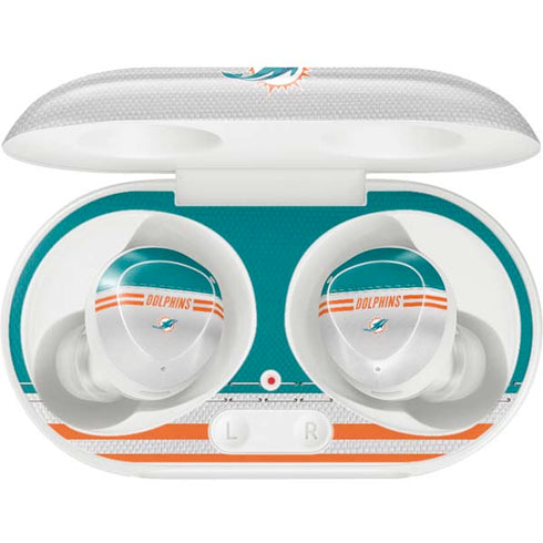 NFL Miami Dolphins White Striped Galaxy Buds Plus Skin