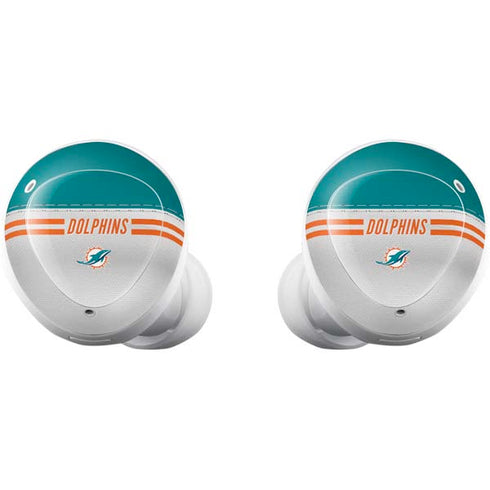 NFL Miami Dolphins White Striped Galaxy Buds Plus Skin