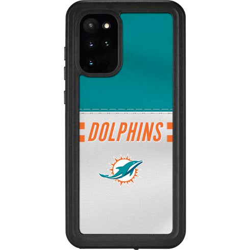 NFL Miami Dolphins White Striped Galaxy S20 Plus Waterproof Case