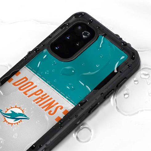 NFL Miami Dolphins White Striped Galaxy S20 Plus Waterproof Case