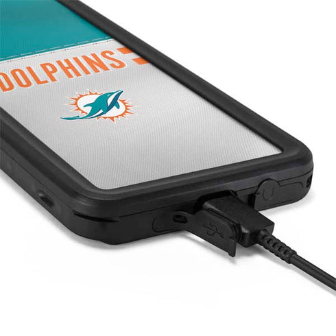 NFL Miami Dolphins White Striped Galaxy S20 Waterproof Case