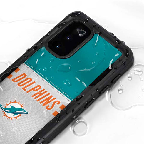 NFL Miami Dolphins White Striped Galaxy S20 Waterproof Case