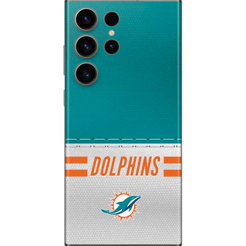 NFL Miami Dolphins White Striped Galaxy Skins