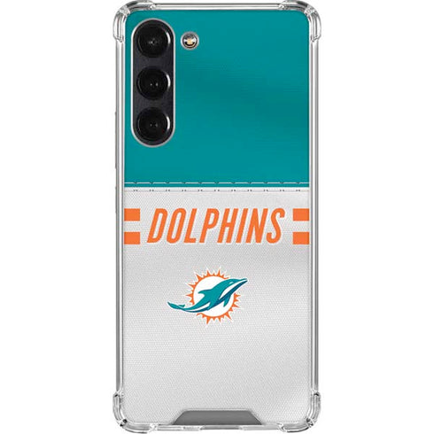 NFL Miami Dolphins White Striped Galaxy S24 FE Clear Case