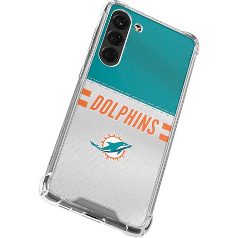 NFL Miami Dolphins White Striped Galaxy S24 FE Clear Case