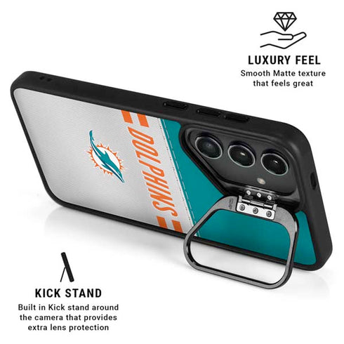 NFL Miami Dolphins White Striped Galaxy S25 Kickstand Case