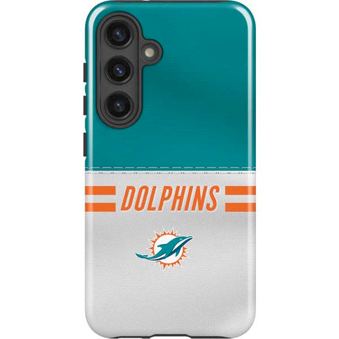 NFL Miami Dolphins White Striped Galaxy S25 Plus Impact Case
