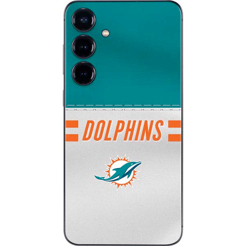 NFL Miami Dolphins White Striped Galaxy S25 Plus Skin