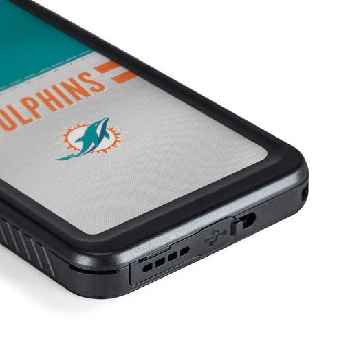 NFL Miami Dolphins White Striped Galaxy S24 Plus Waterproof Case