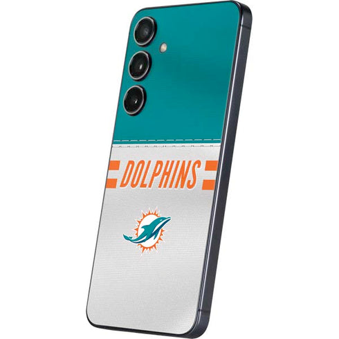 NFL Miami Dolphins White Striped Galaxy S25 Skin