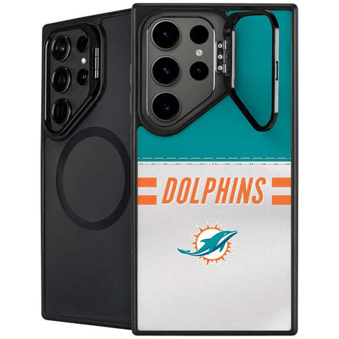 NFL Miami Dolphins White Striped Galaxy S24 Ultra Kickstand Case