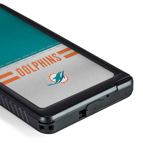 NFL Miami Dolphins White Striped Galaxy S24 Ultra Waterproof Case