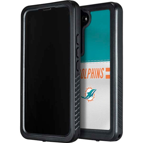 NFL Miami Dolphins White Striped Galaxy S24 Waterproof Case
