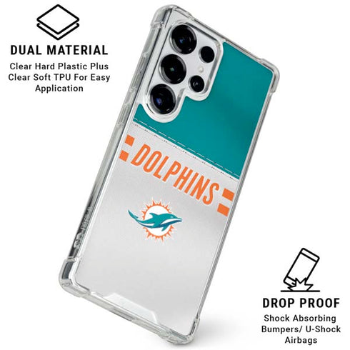 NFL Miami Dolphins White Striped Galaxy S25 Ultra Clear Case
