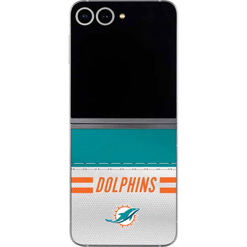 NFL Miami Dolphins White Striped Galaxy Z Flip6 Skin