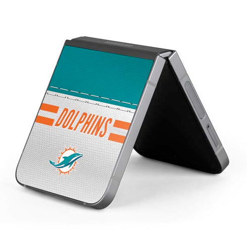 NFL Miami Dolphins White Striped Galaxy Z Flip6 Skin