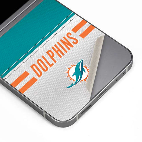 NFL Miami Dolphins White Striped Galaxy Z Flip6 Skin