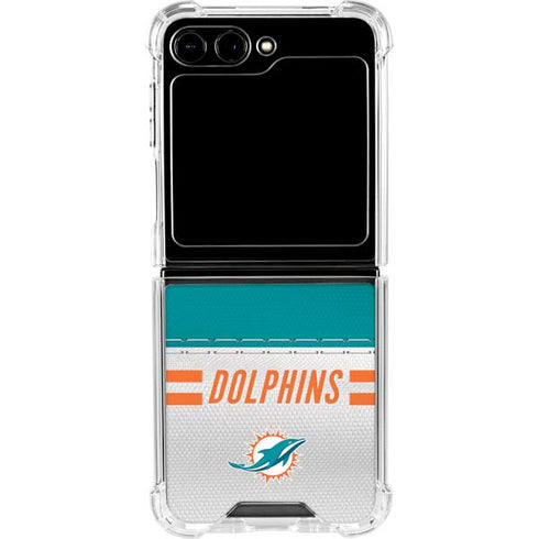 NFL Miami Dolphins White Striped Galaxy Z Flip6 Clear Case