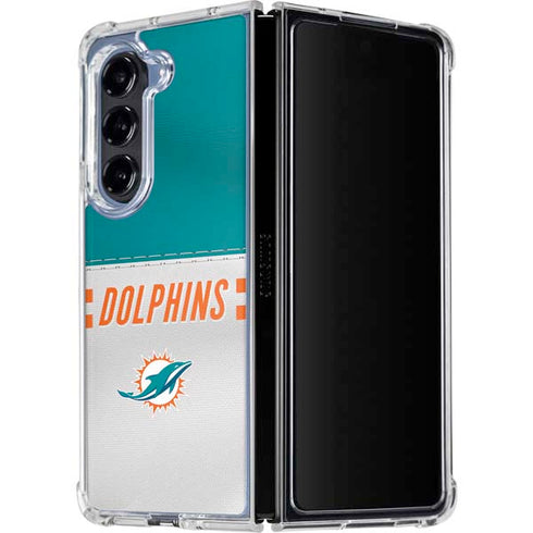 NFL Miami Dolphins White Striped Galaxy Z Fold5 5G Clear Case