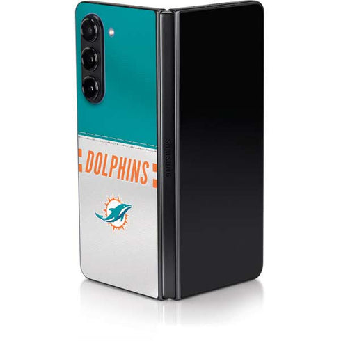 NFL Miami Dolphins White Striped Galaxy Z Fold5 5G Skin