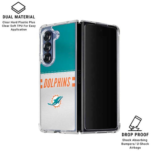 NFL Miami Dolphins White Striped Galaxy Z Fold6 Clear Case