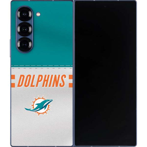 NFL Miami Dolphins White Striped Galaxy Z Fold6 Skin
