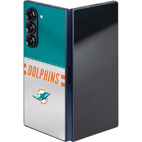NFL Miami Dolphins White Striped Galaxy Z Fold6 Skin