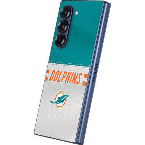 NFL Miami Dolphins White Striped Galaxy Z Fold6 Skin