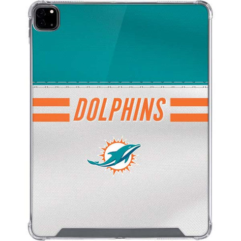 NFL Miami Dolphins White Striped iPad Pro 12.9in (2020) Clear Case