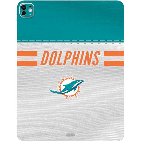 NFL Miami Dolphins White Striped iPad Pro 13in M4 (2024) Skin