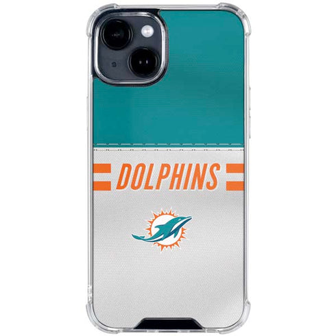 NFL Miami Dolphins White Striped iPhone 15 Clear Case