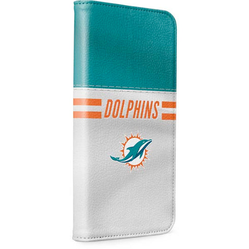 NFL Miami Dolphins White Striped iPhone 15 Pro Folio Case