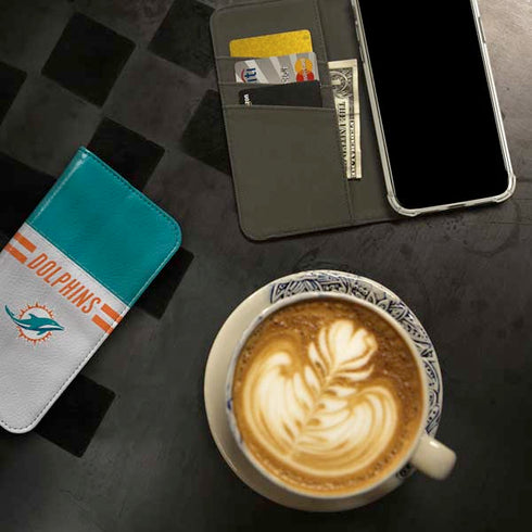 NFL Miami Dolphins White Striped iPhone 15 Pro Folio Case