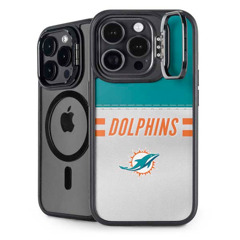 NFL Miami Dolphins White Striped iPhone 15 Pro Kickstand Case