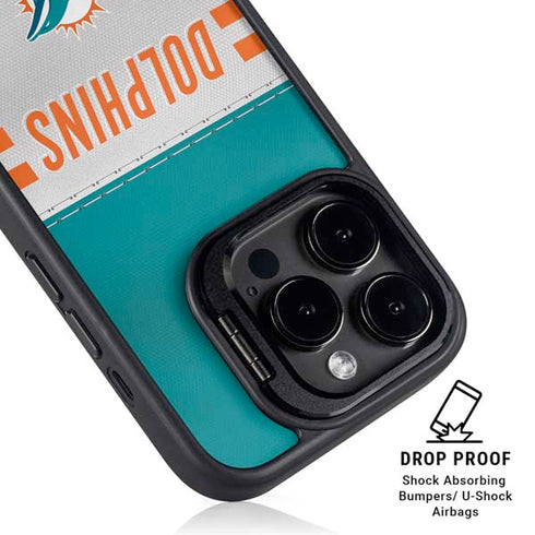 NFL Miami Dolphins White Striped iPhone 15 Pro Max Kickstand Case