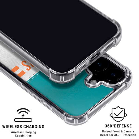 NFL Miami Dolphins White Striped iPhone 16 Clear Case