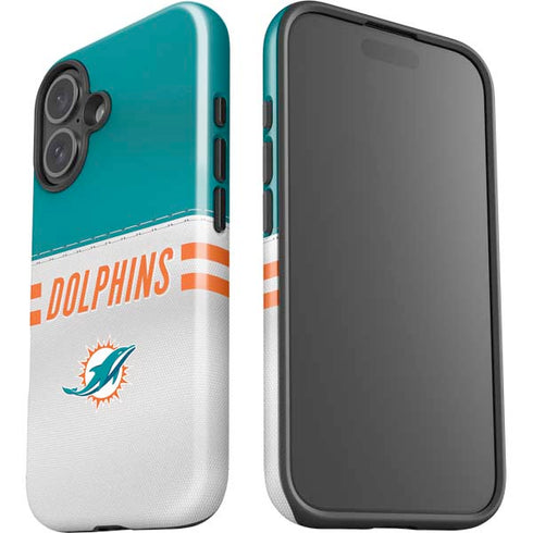 NFL Miami Dolphins White Striped iPhone 16 Impact Case