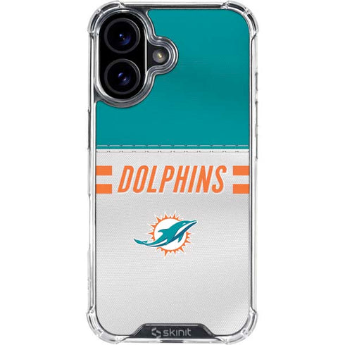 NFL Miami Dolphins White Striped iPhone 16 Plus Clear Case