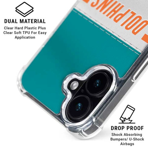 NFL Miami Dolphins White Striped iPhone 16 Plus Clear Case