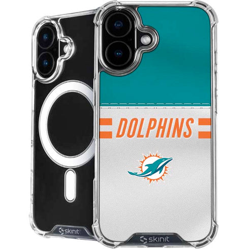NFL Miami Dolphins White Striped iPhone 16 Plus MagSafe Case