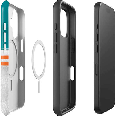 NFL Miami Dolphins White Striped iPhone 16 Plus Magsafe Impact Case