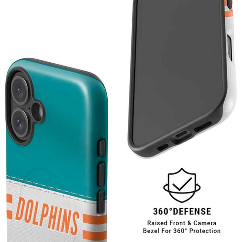 NFL Miami Dolphins White Striped iPhone 16 Plus Magsafe Impact Case