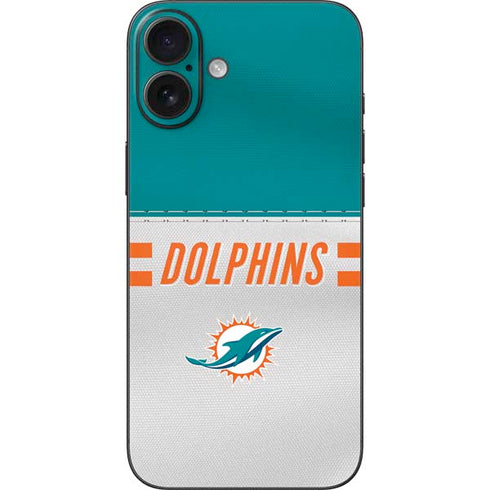 NFL Miami Dolphins White Striped iPhone 16 Plus Skin