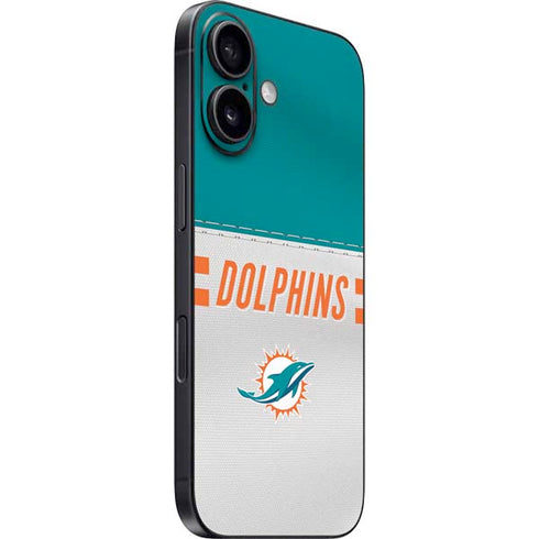 NFL Miami Dolphins White Striped iPhone 16 Plus Skin