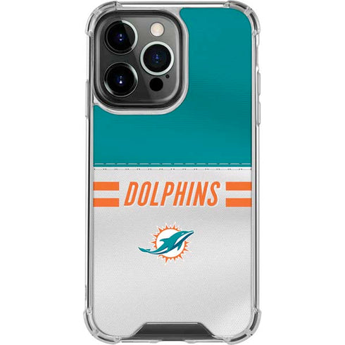 NFL Miami Dolphins White Striped iPhone 16 Pro Clear Case