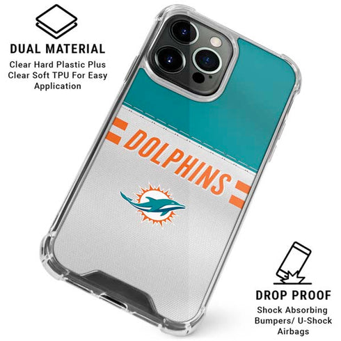 NFL Miami Dolphins White Striped iPhone 16 Pro Clear Case