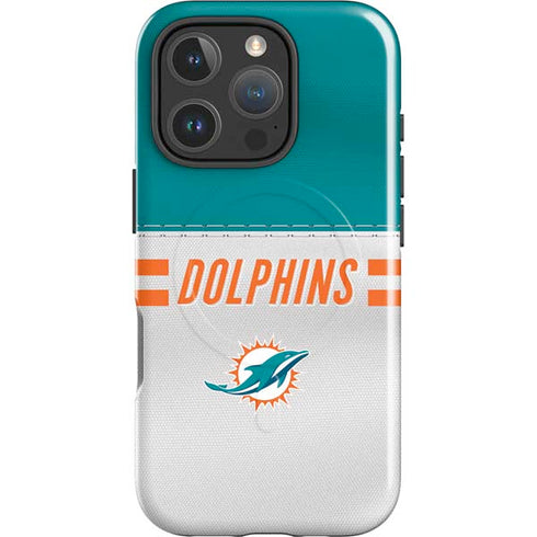 NFL Miami Dolphins White Striped iPhone 16 Pro Magsafe Impact Case