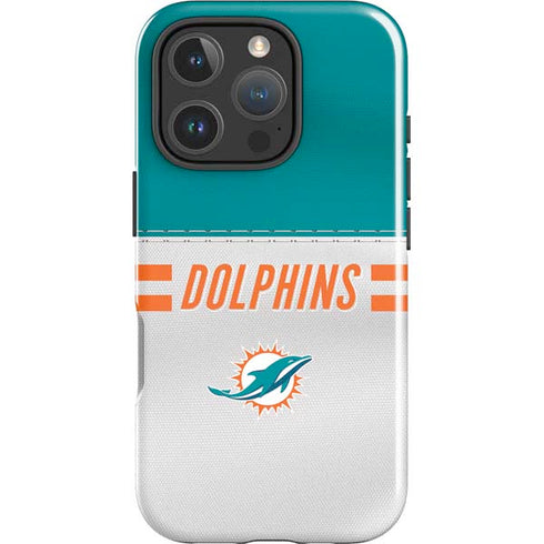 NFL Miami Dolphins White Striped iPhone 16 Pro Max Impact Case