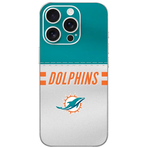 NFL Miami Dolphins White Striped iPhone 16 Pro Skin