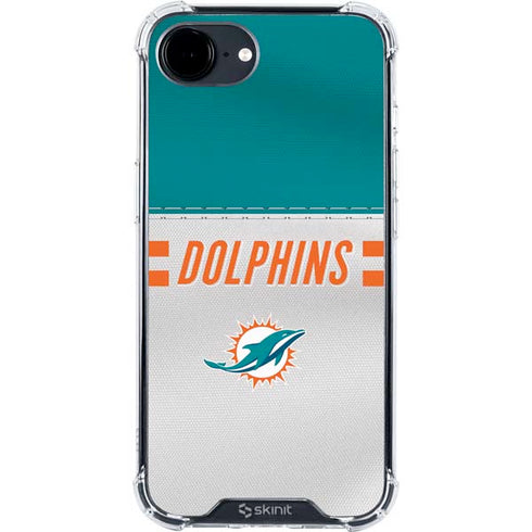 NFL Miami Dolphins White Striped iPhone 16e Clear Case
